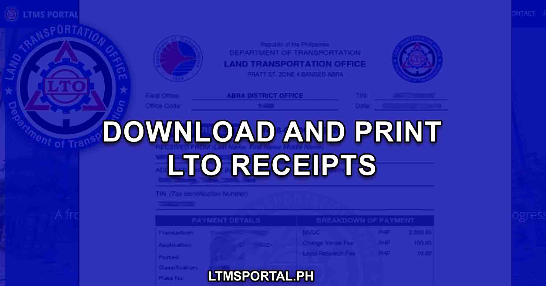 how to download and print official receipt in lto